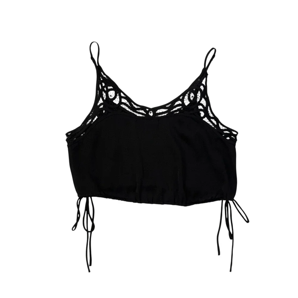 Free People Intimately Blouson Brami - Cropped Cami Top - Black - Size M